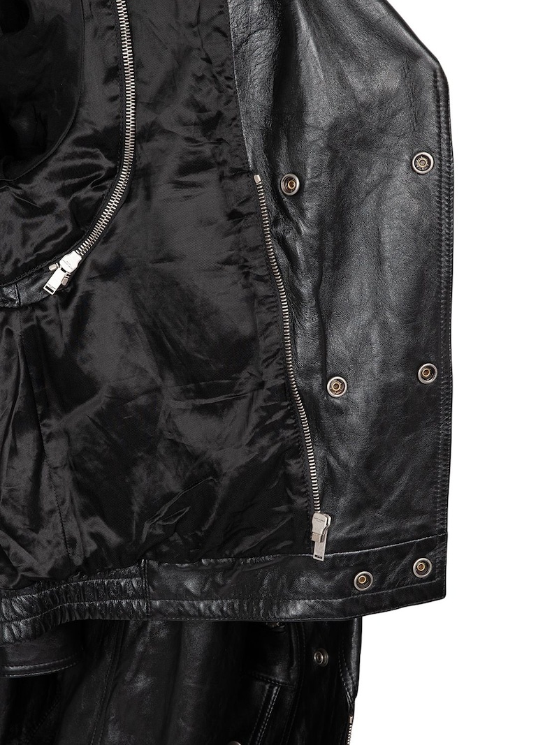 SAINT LAURENT Leather jacket w/ detachable sleeves