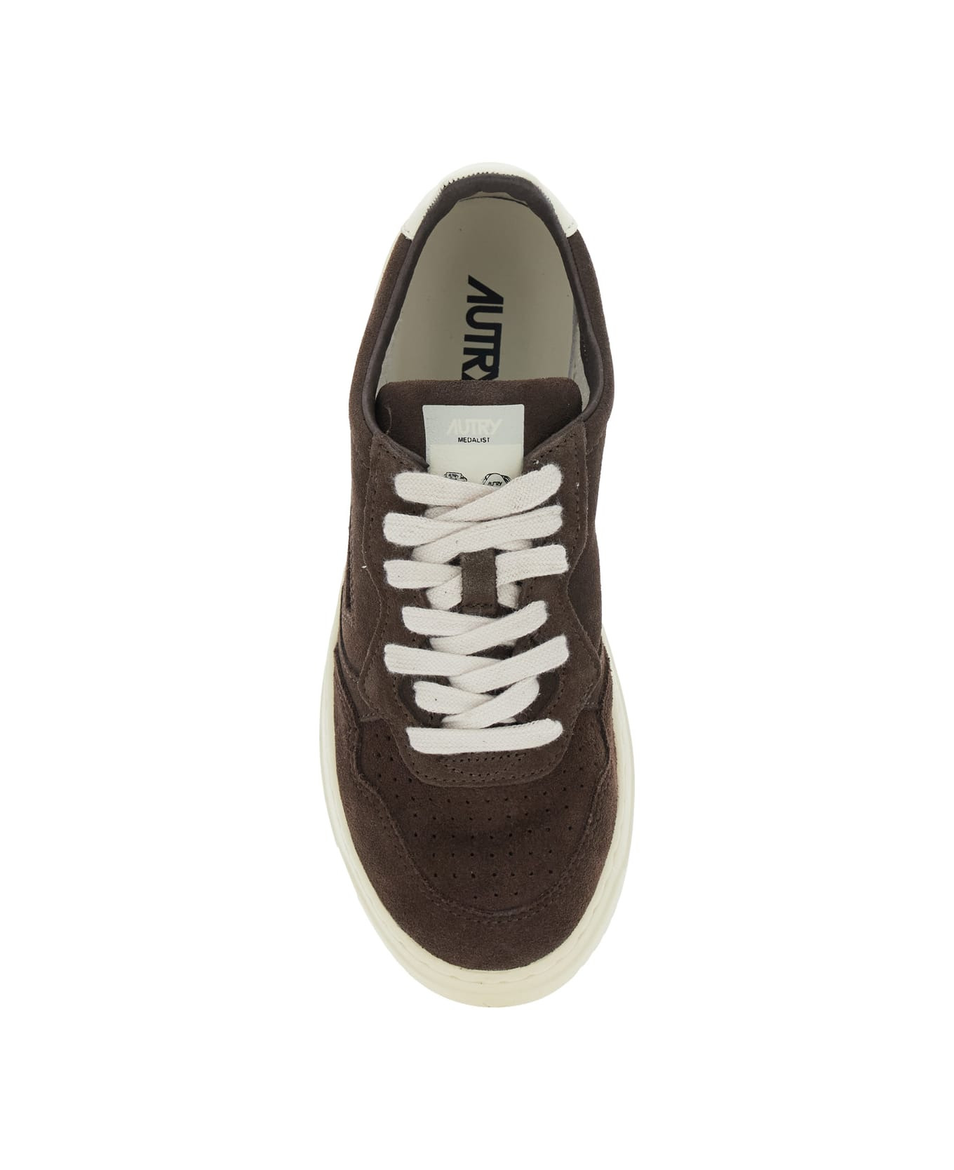 'medalist' Brown Low Top Sneakers With Logo Detail In Suede Woman - 4