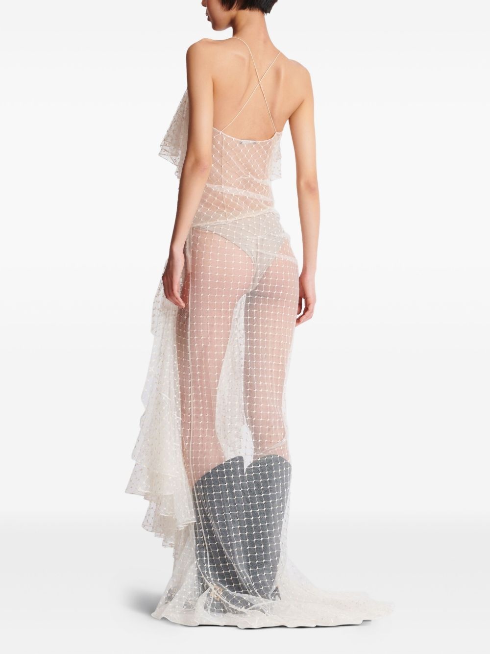 lace-panel maxi dress - 4