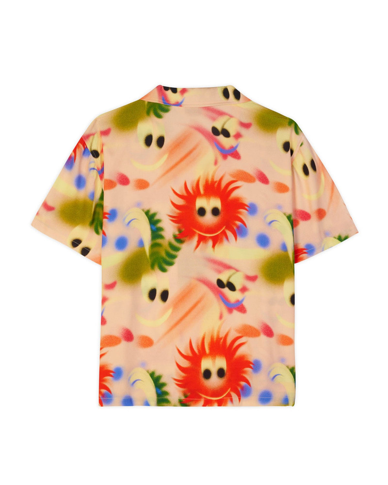 BRAIN DEAD Fuzzy Friends Short Sleeve Button Up Shirt - Pink Multi outlook