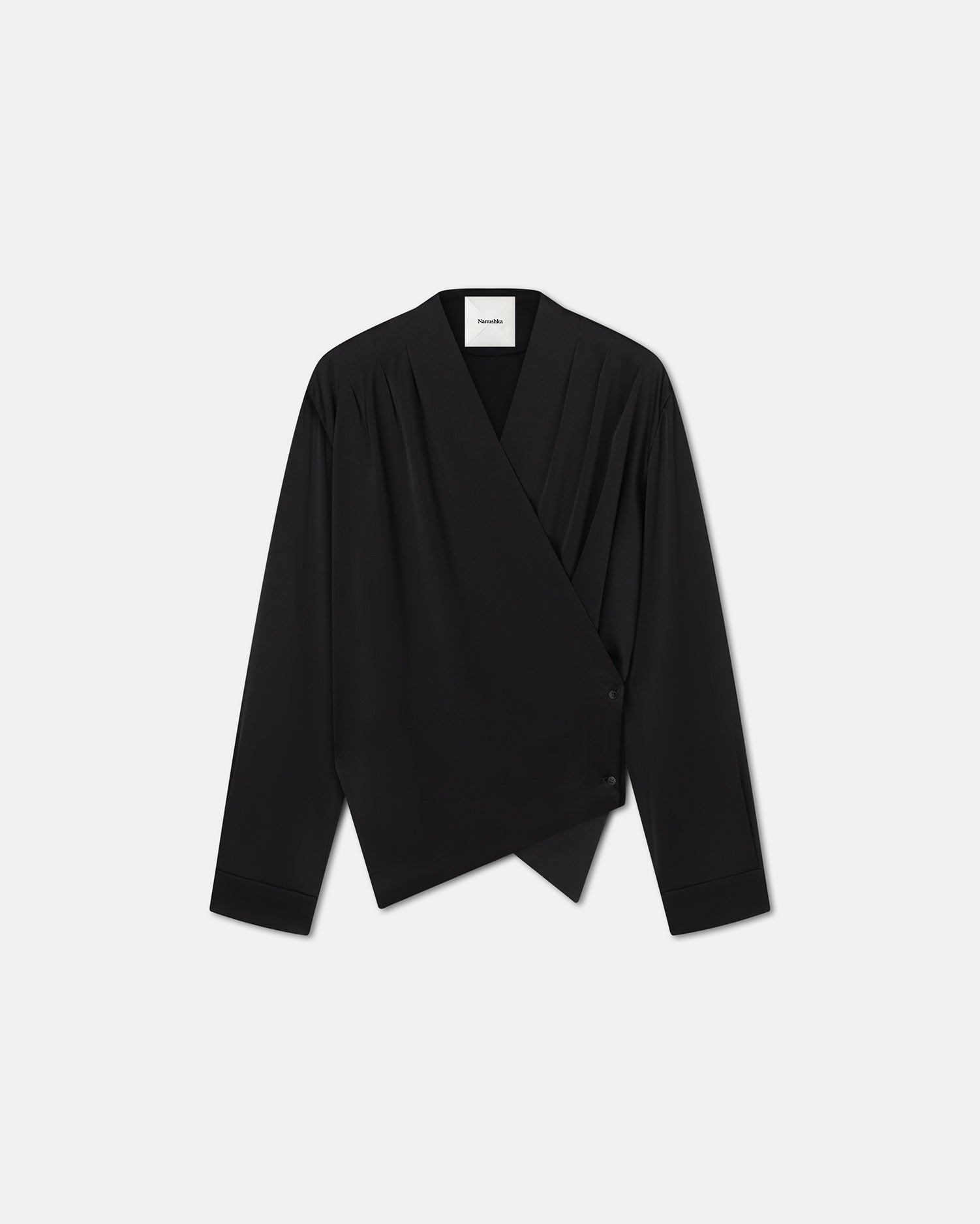 Slip Satin Wrap Shirt - 1