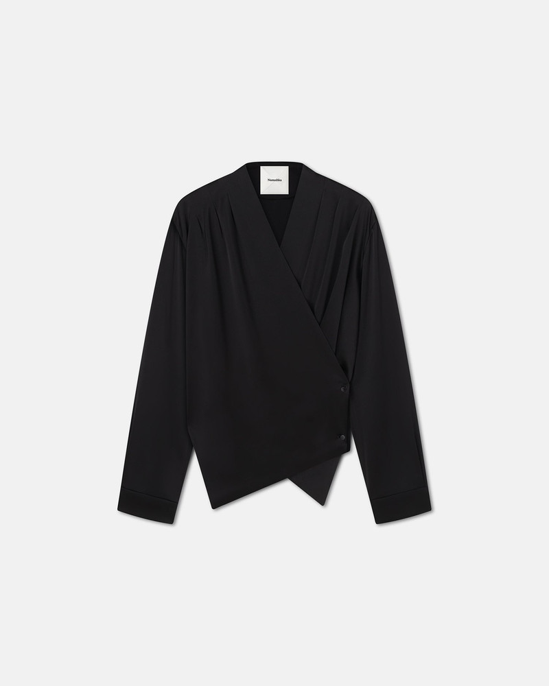 Slip Satin Wrap Shirt 1