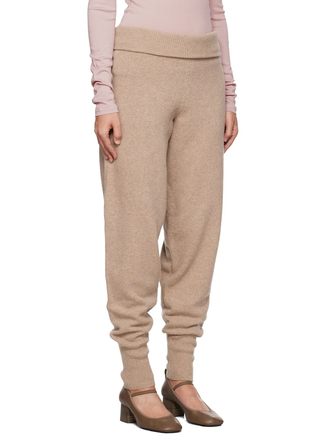 Beige Soft Rib Lounge Pants - 2