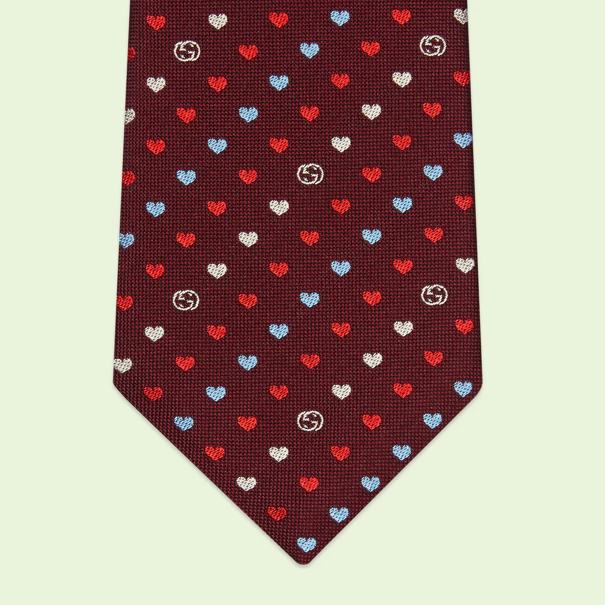 Interlocking G and hearts silk jacquard tie - 4