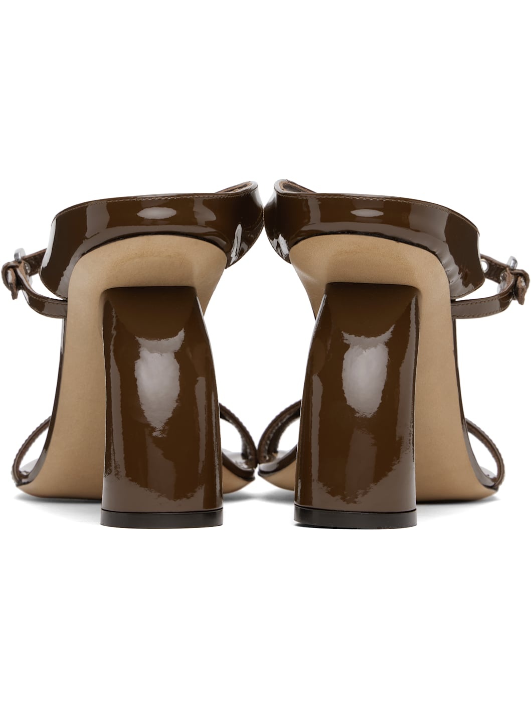 Brown Strappy Sculptural Heeled Sandals - 2