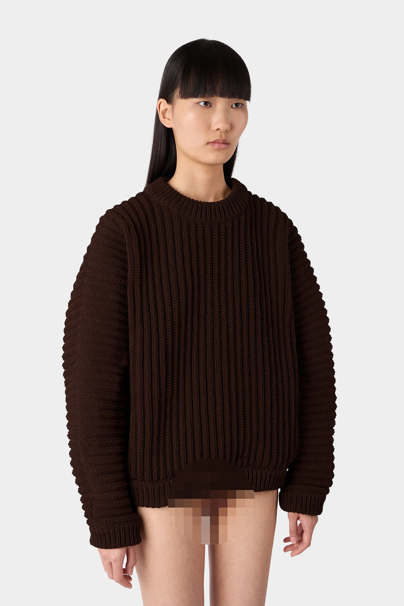 ROUND NECK SWEATER / brown 4