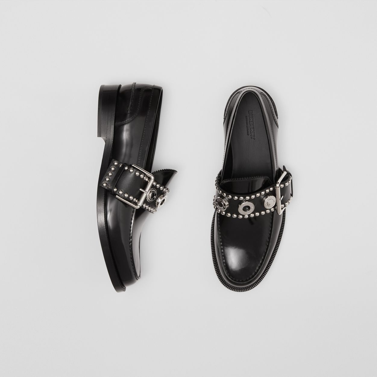 Logo Detail Buckled Leather Loafers - 6