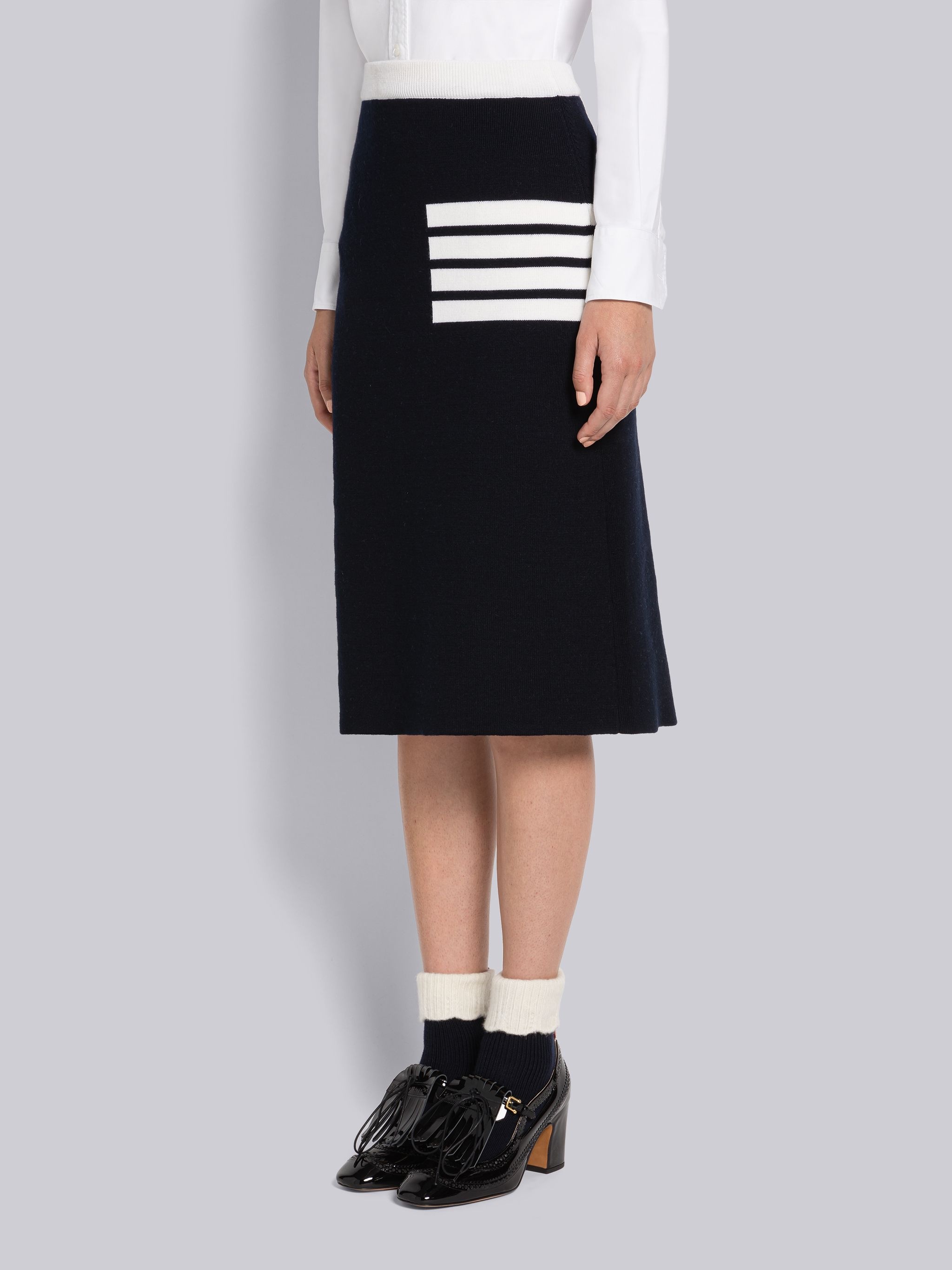 Double Face Merino 4-Bar A-line Skirt - 2