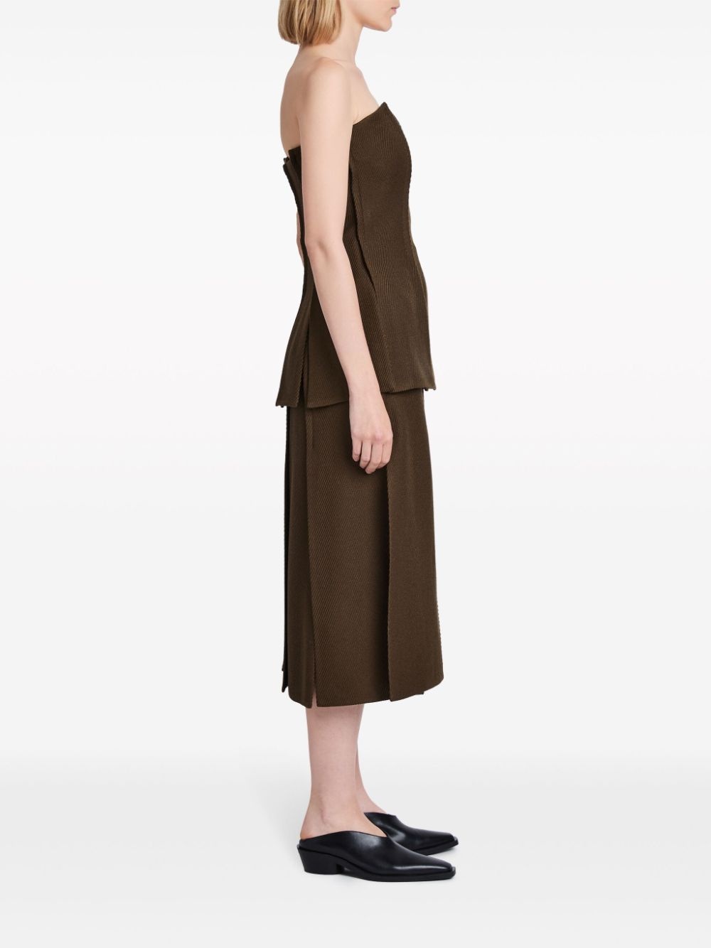 high-waist twill midi skirt - 3