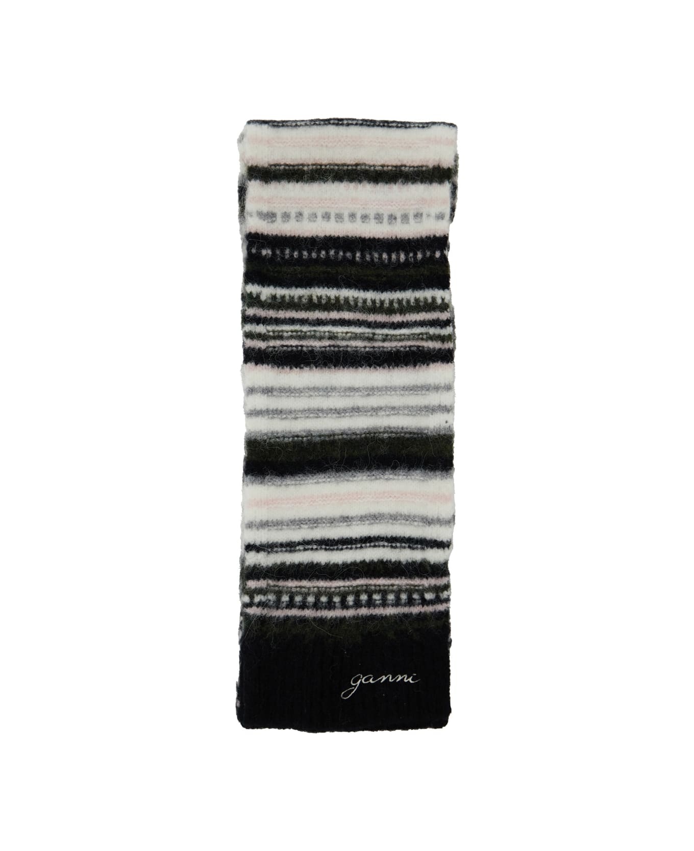 Striped Wool Scarf - 1