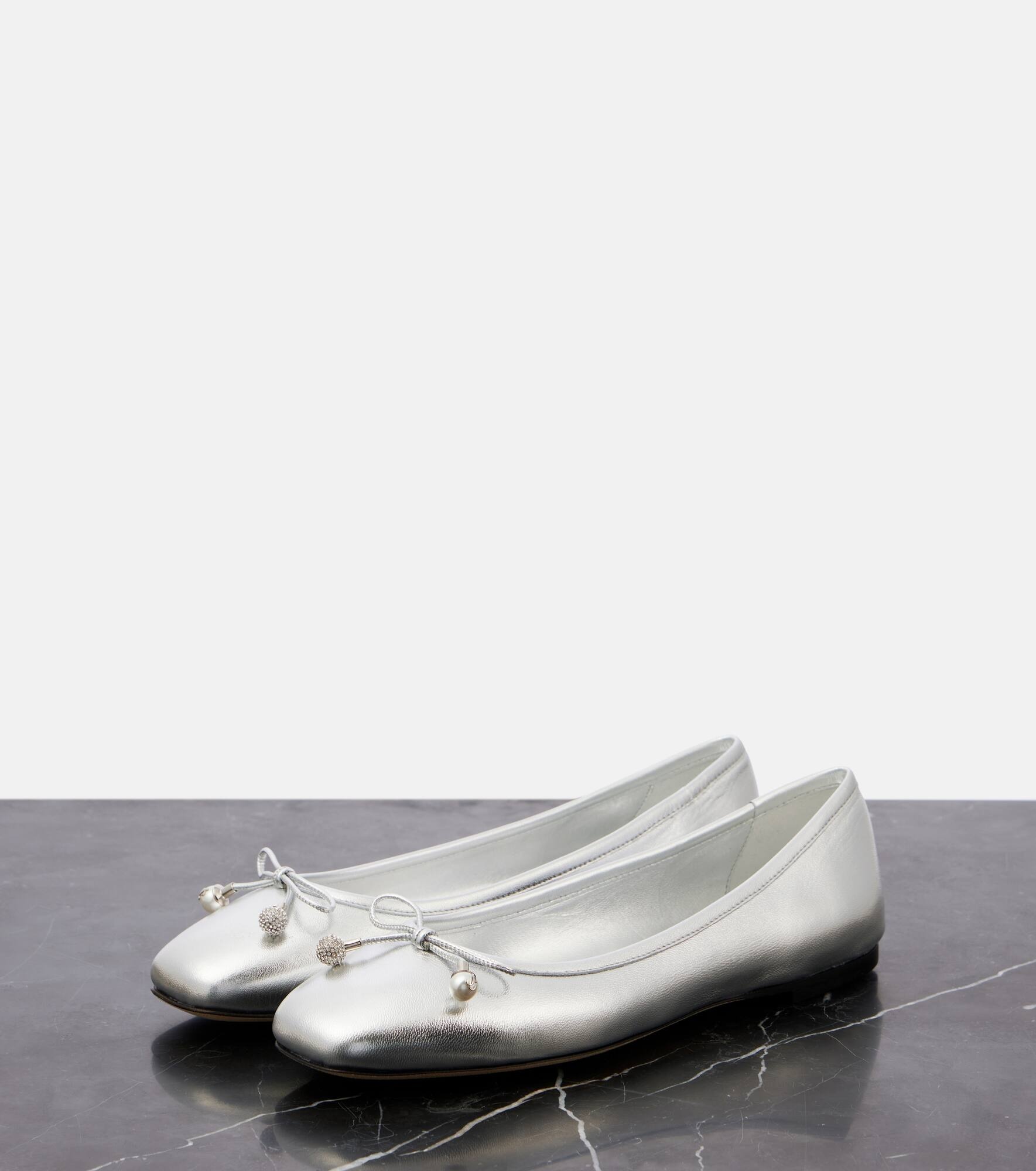Elme metallic leather ballet flats - 5