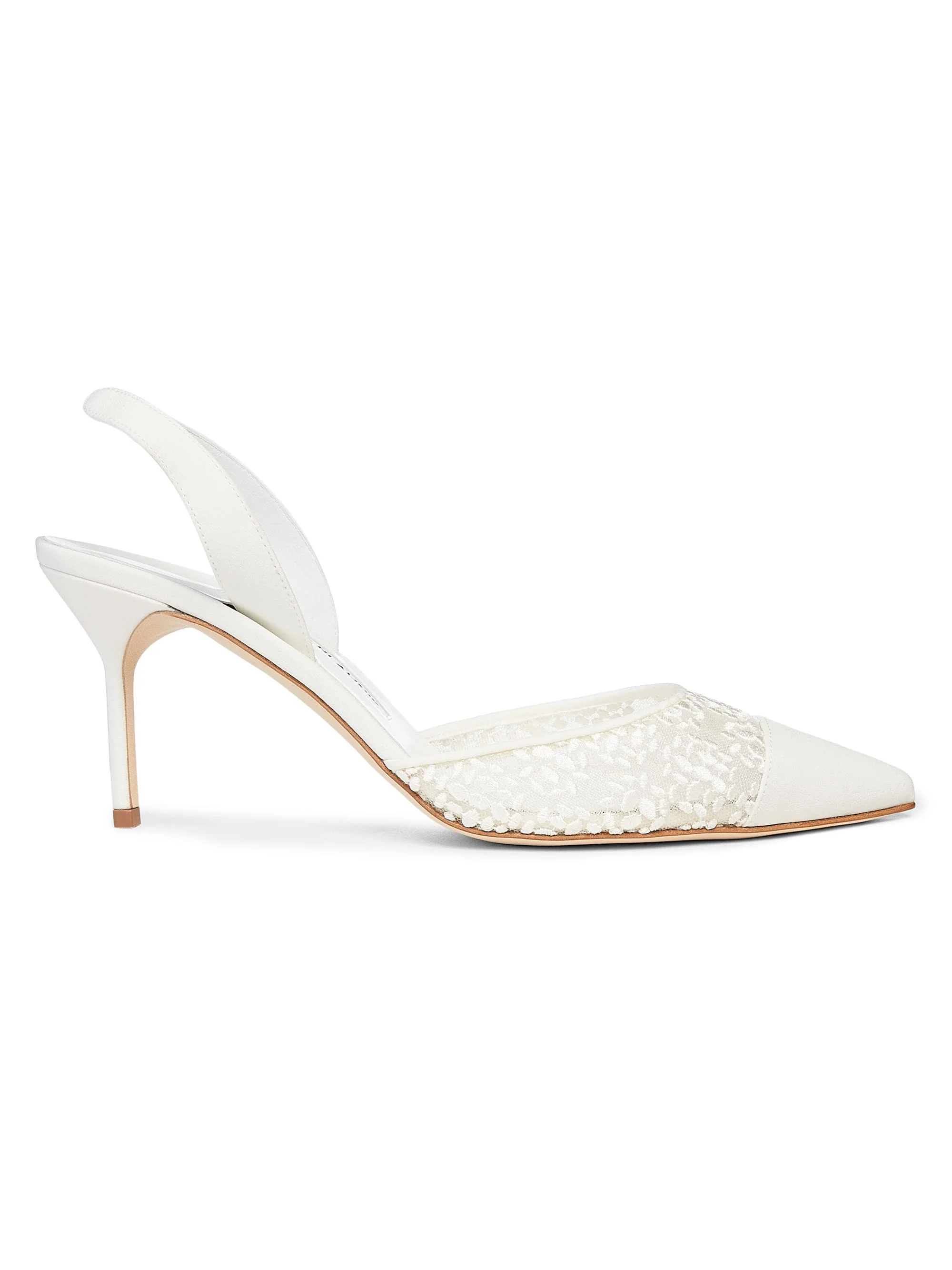 Women's Capsli 70MM Leather Slingback Pumps - Light Cream - 1