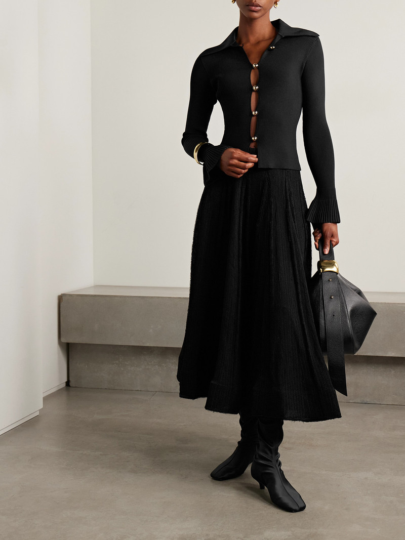 self-portrait Ribbed-knit Cardigan outlook