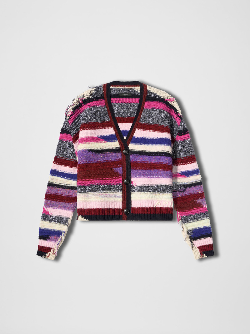 MULTI YARN STRIPE CARDIGAN - 1