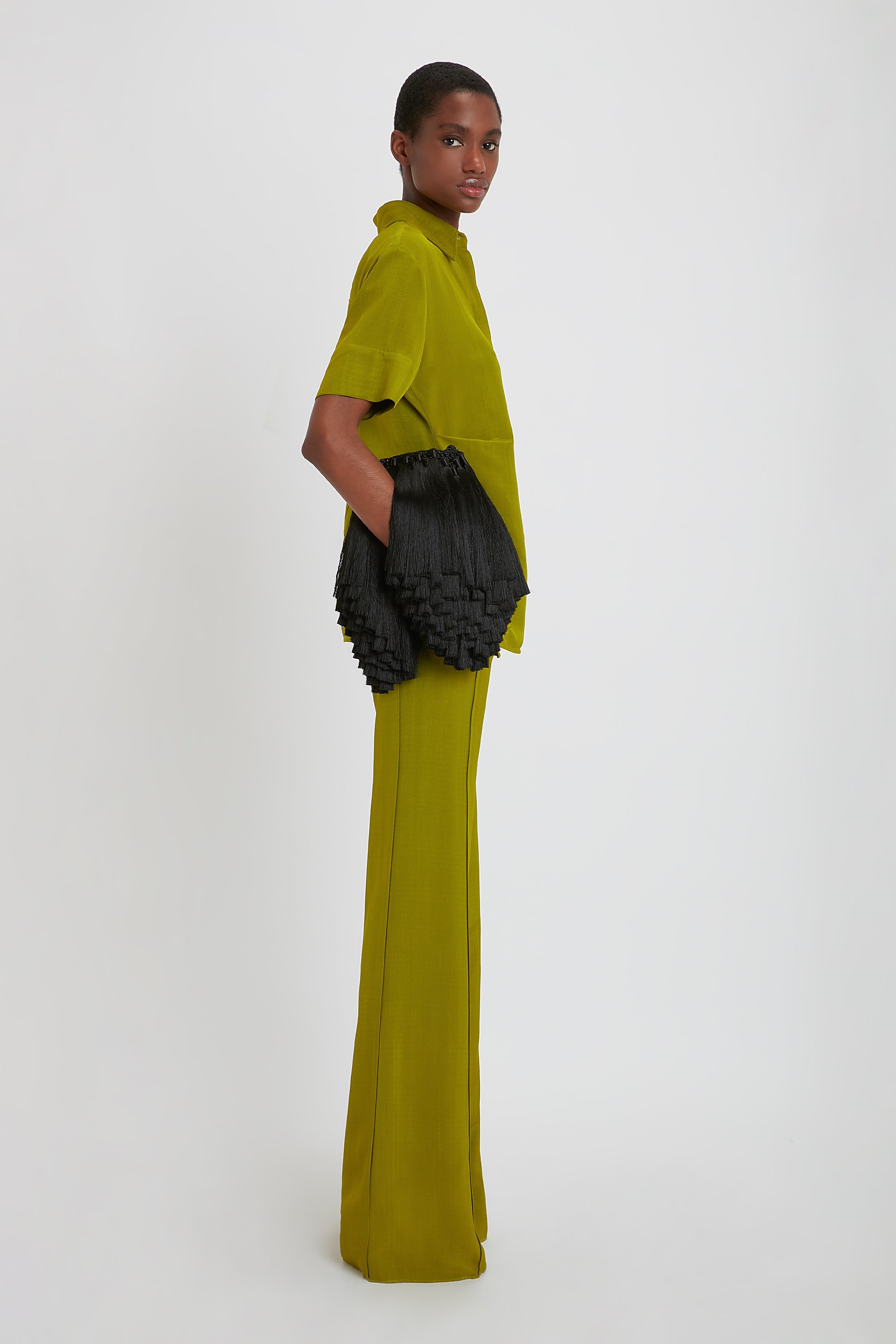Fitted Short Sleeve Shirt In Parrot Green - 9