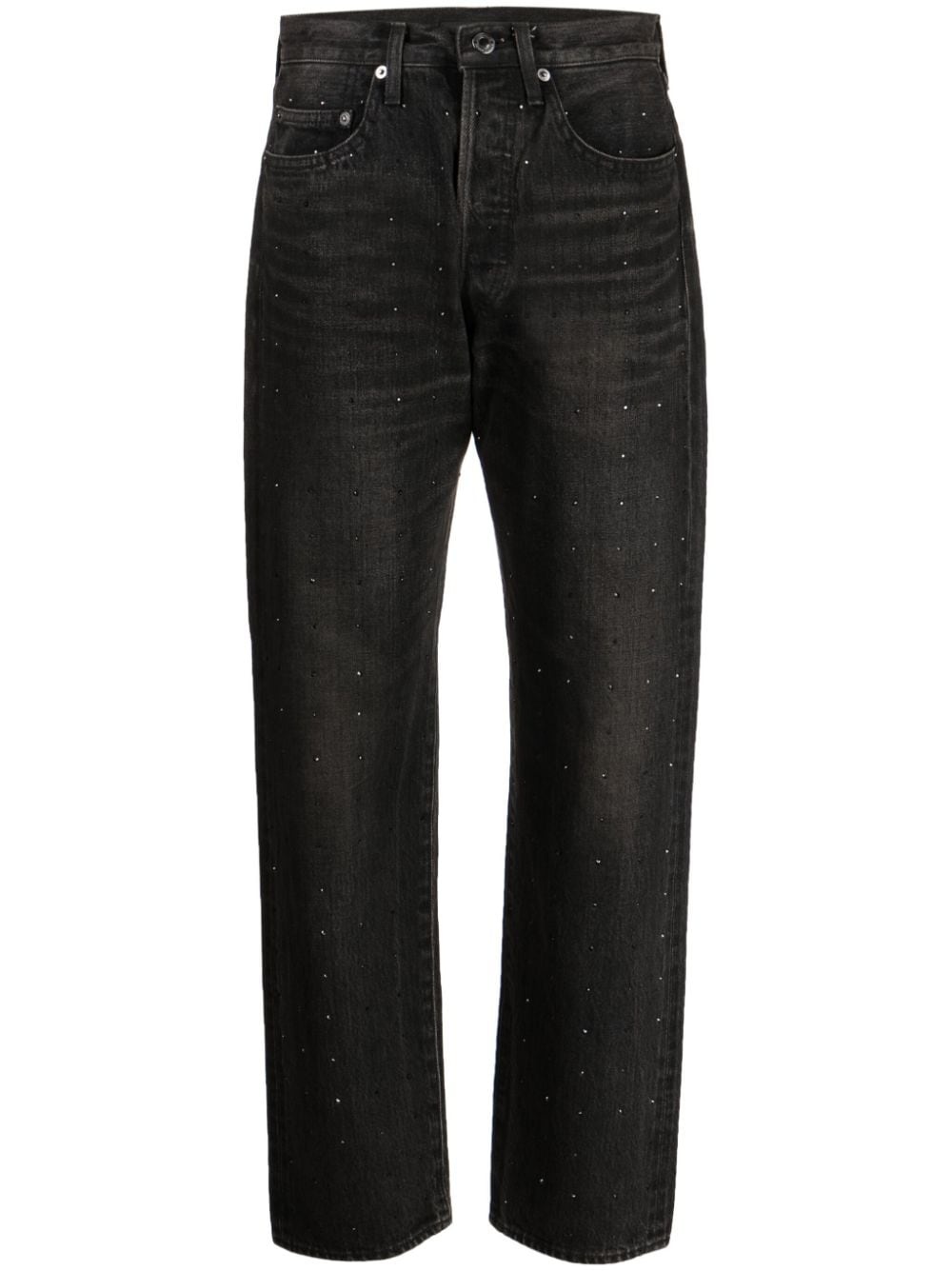 rhinestone-embellished high-rise straight-leg jeans - 1