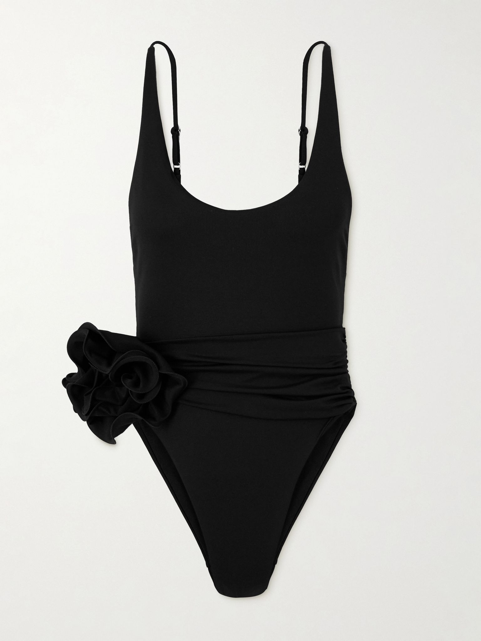 Appliquéd ruched swimsuit Black - 1