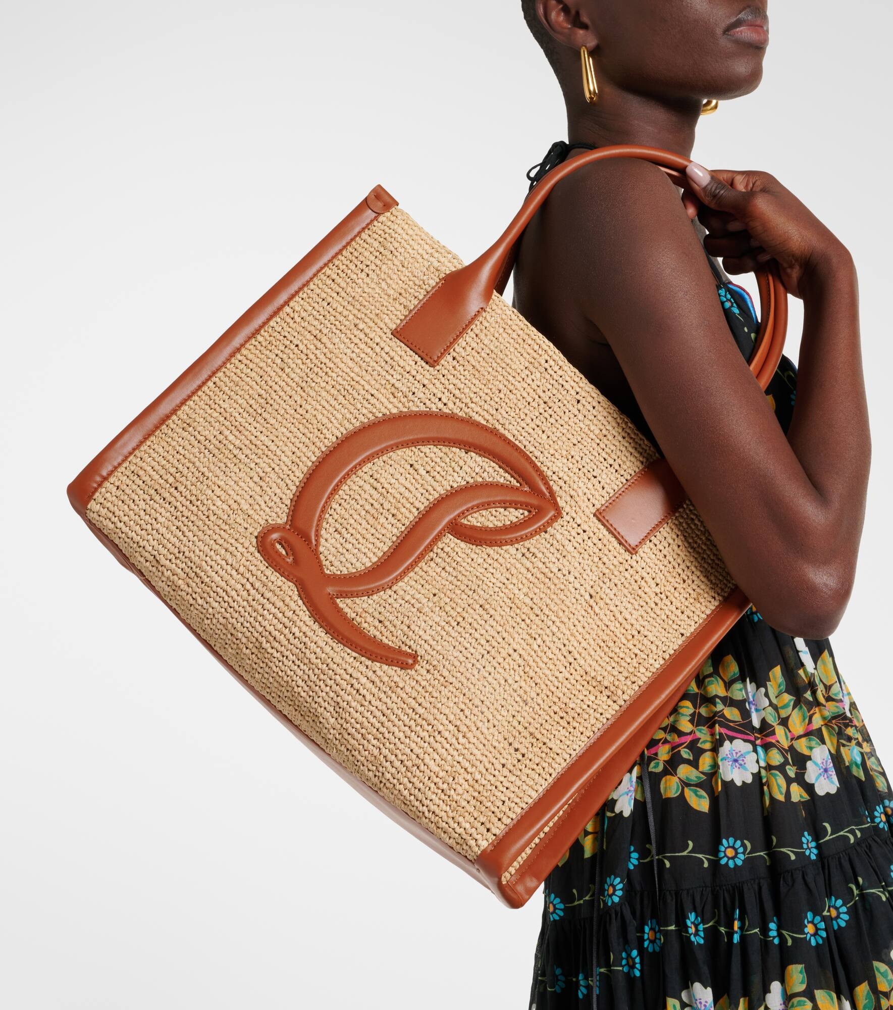 By My Side E/W Large raffia tote bag - 7