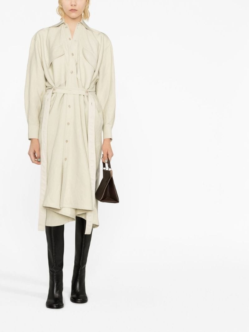 Le Marais Relaxed Fit Midi Shirt in Navy Stipe Cotton Sateen