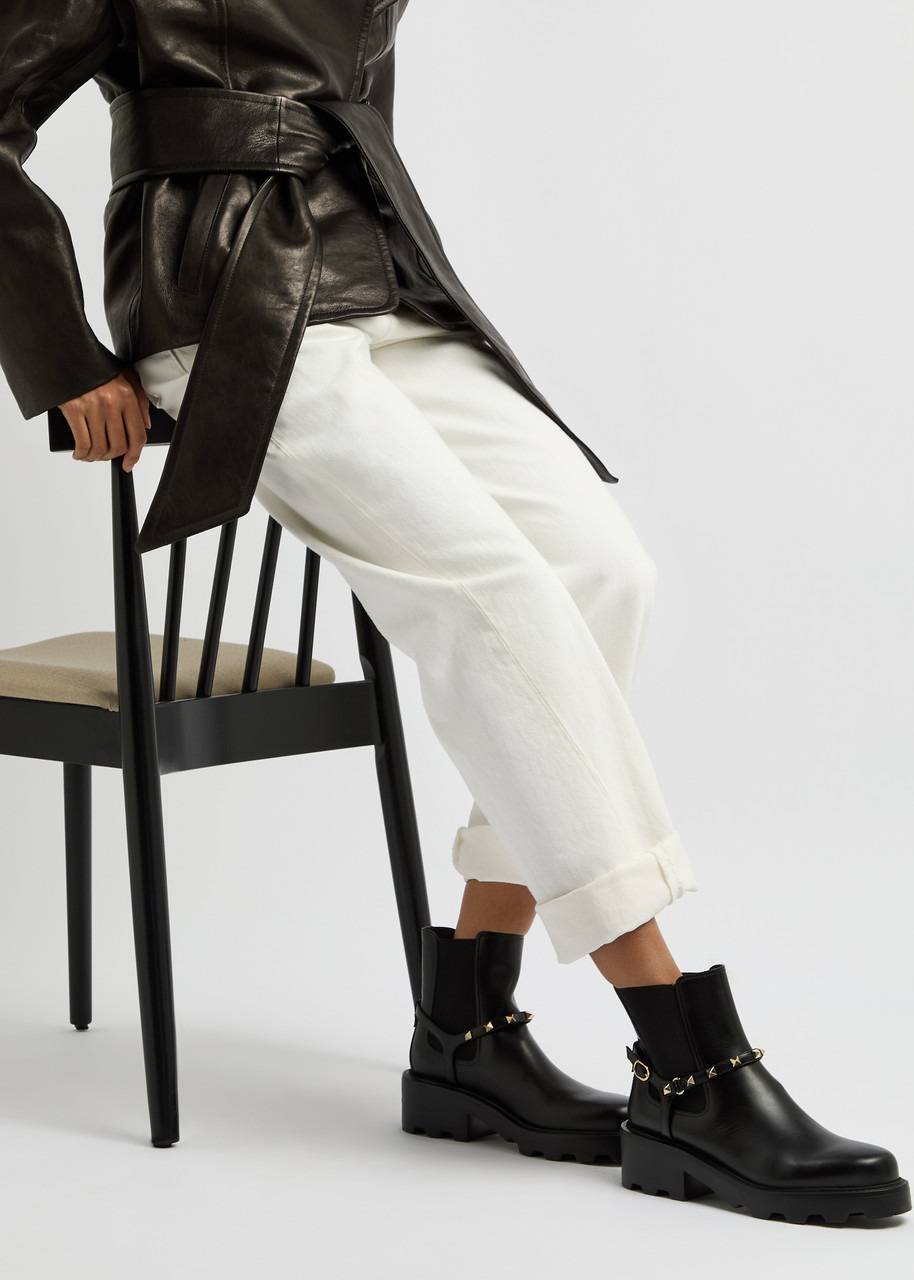 Valentino Rockstud Beatle Leather Ankle Boot - 5
