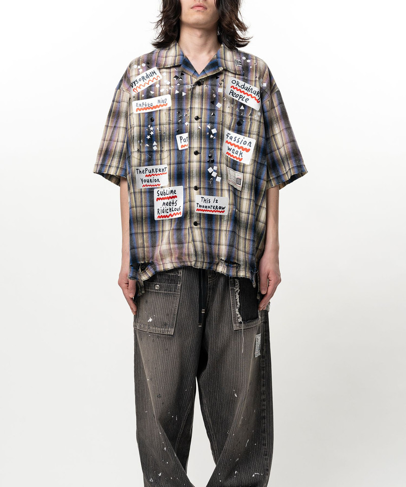 Embellished Sticker Short Sleeve Check Shirt 8