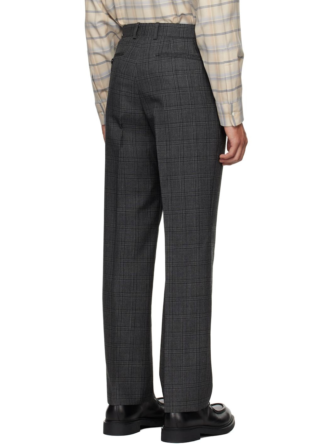 Gray Bluefaced Wool Check Trousers - 3