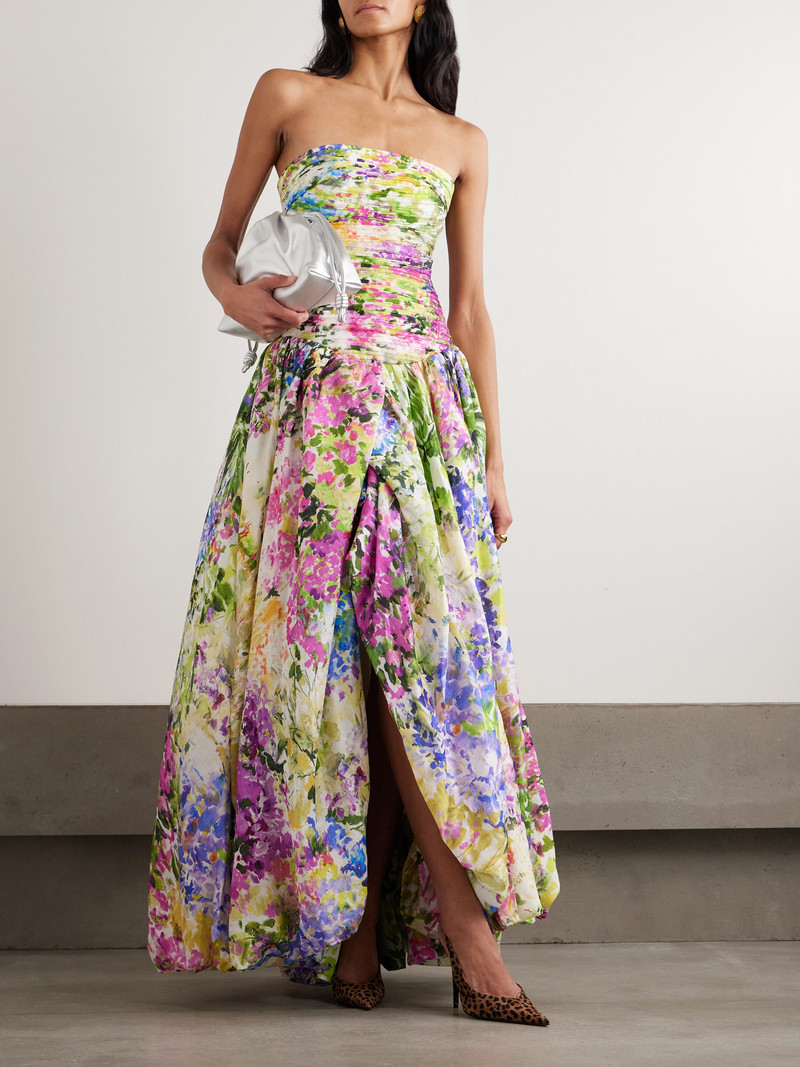 Aje. Dahlia Strapless Pintucked Printed Lyocell-blend Gown outlook
