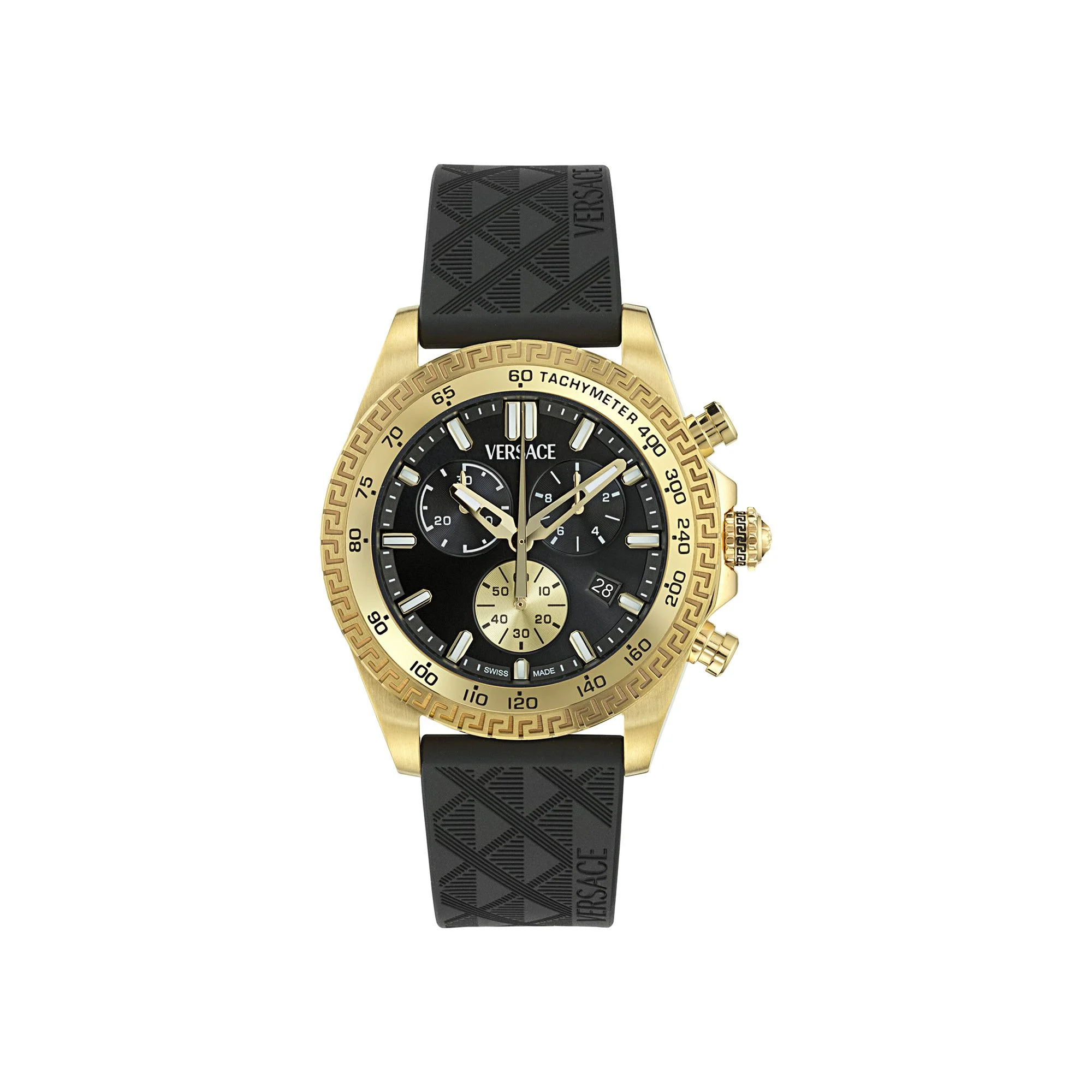 Versace Chrono X Leather Watch 'Gold' - 1
