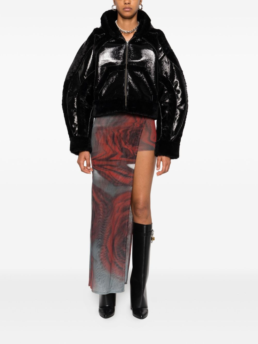 hooded cropped jacket - 2