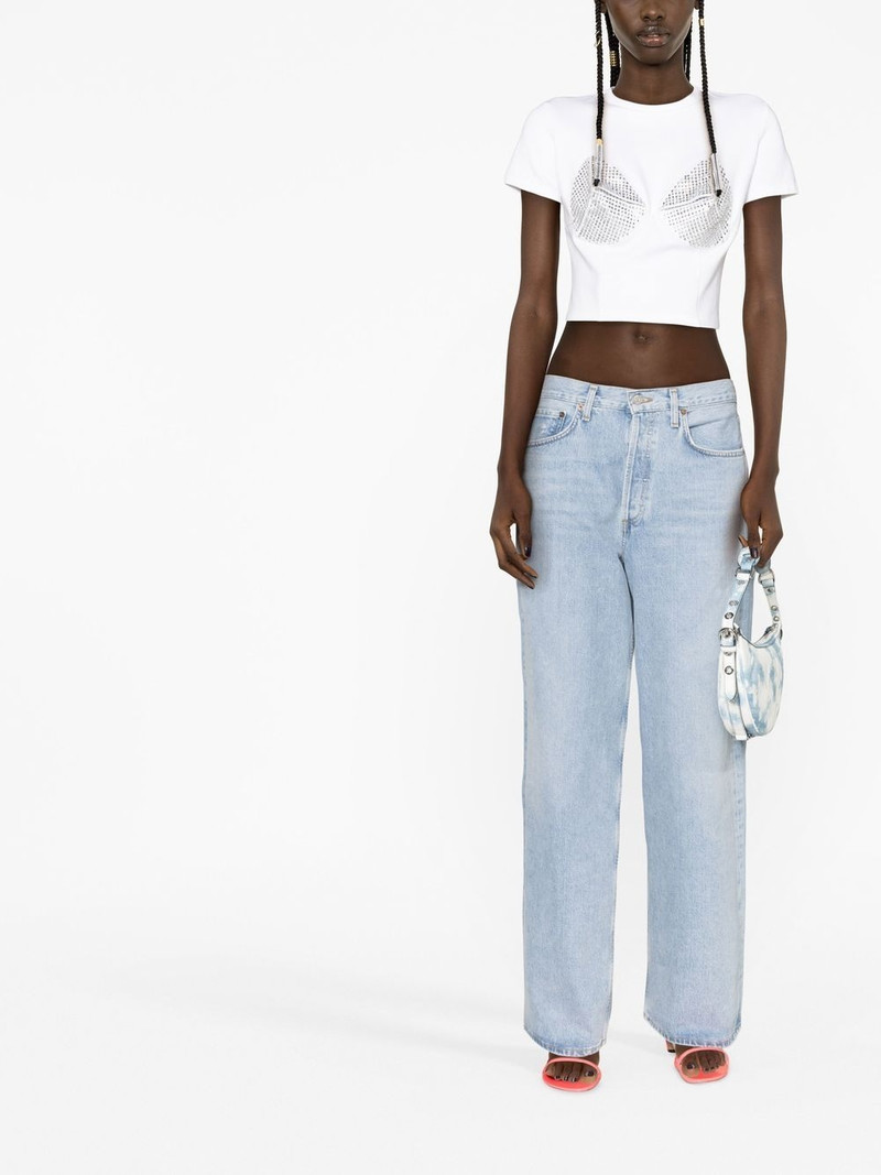 AREA embellished cup-detail cropped T-shirt outlook