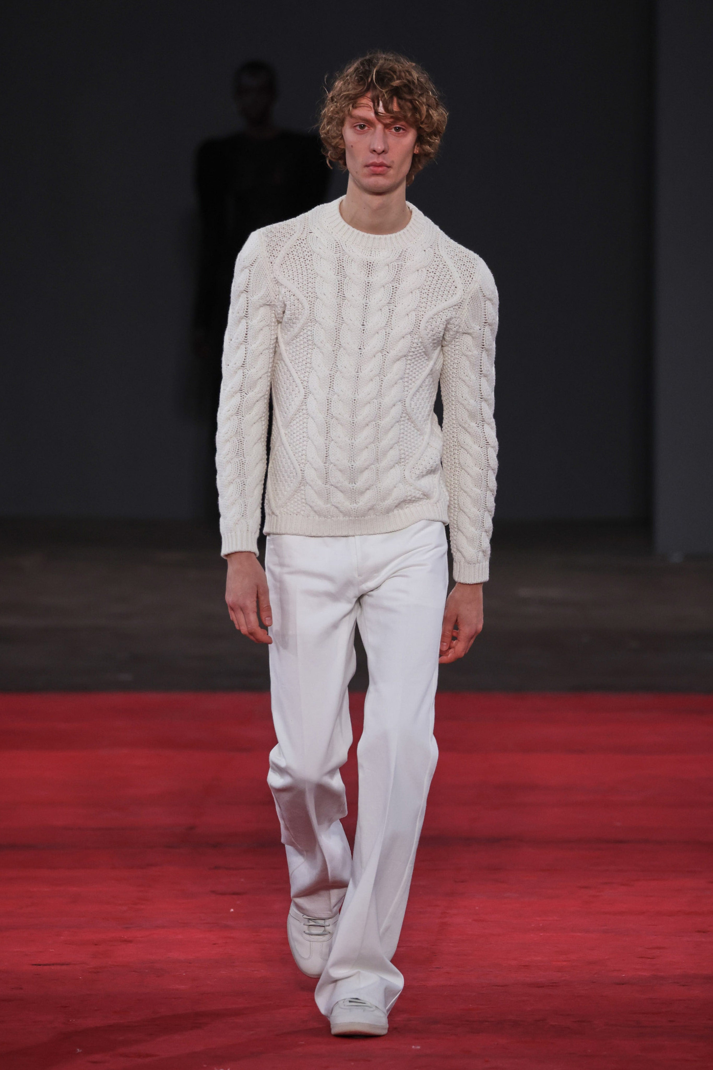 Geoffrey Knit Sweater in Ivory Cashmere - 3