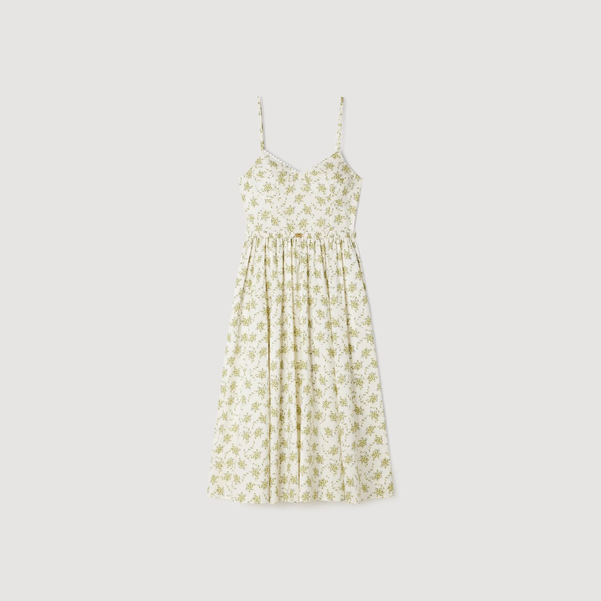 FLORAL MIDI DRESS WITH STRAPS - 1