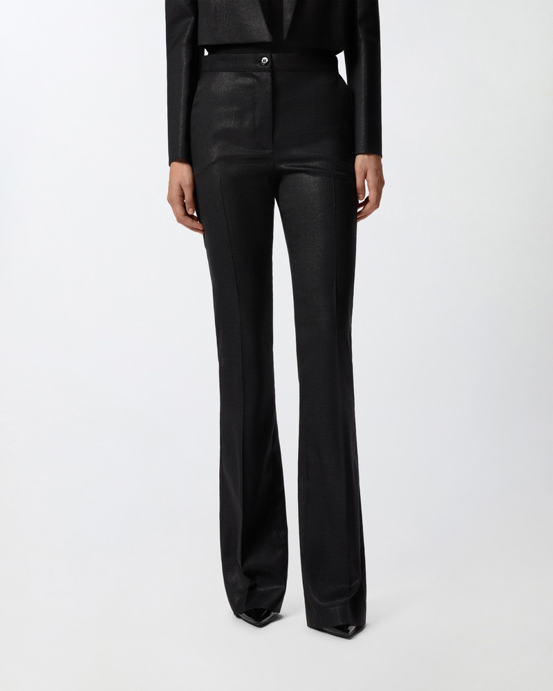 SHINY-EFFECT STRAIGHT-LEG PINSTRIPED TROUSERS 3