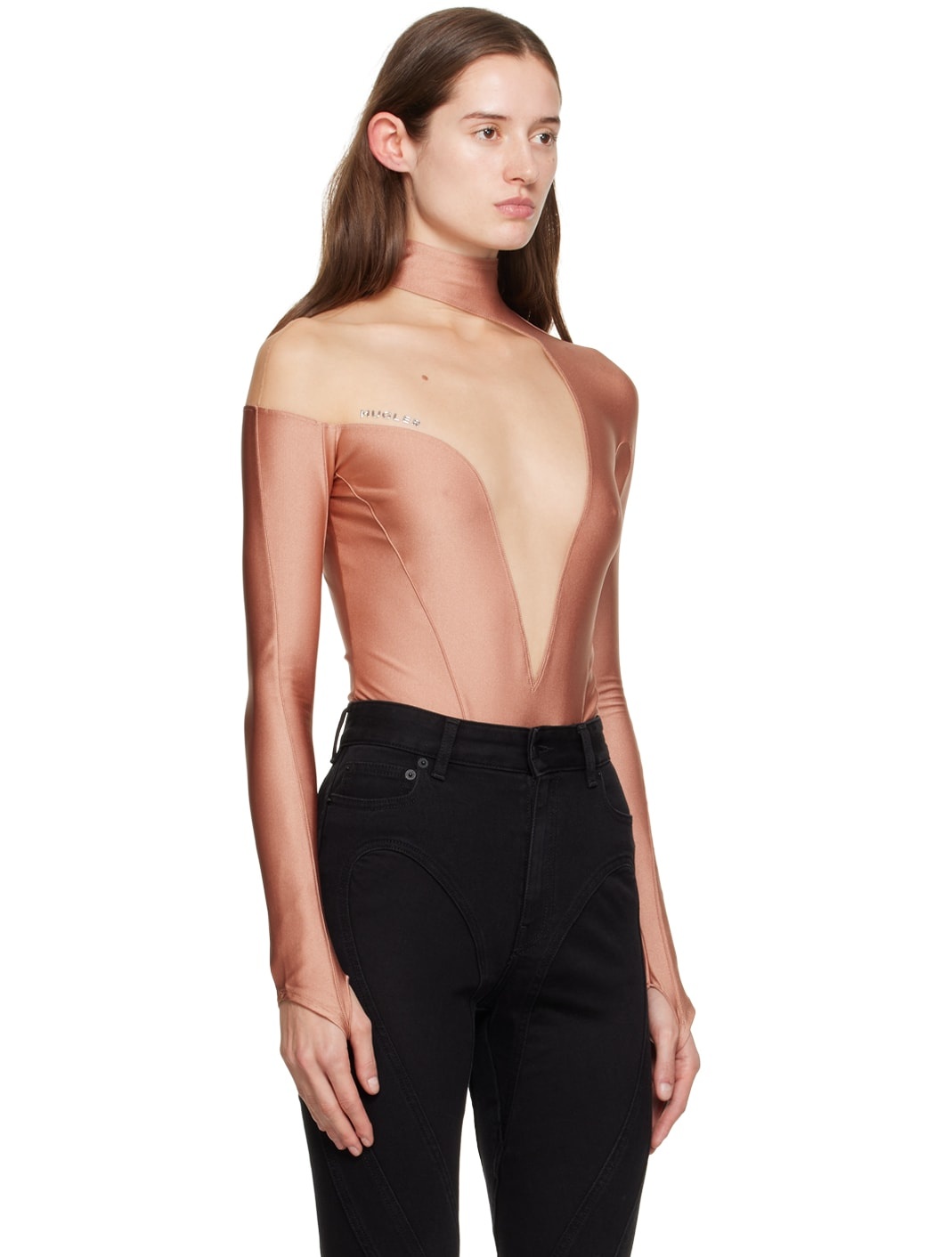 Pink Asymmetric Illusion Bodysuit - 2