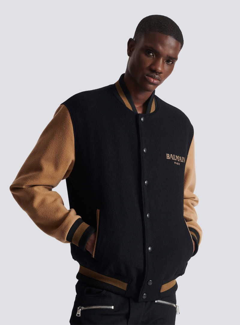 Two-tone wool and cashmere varsity jacket 7