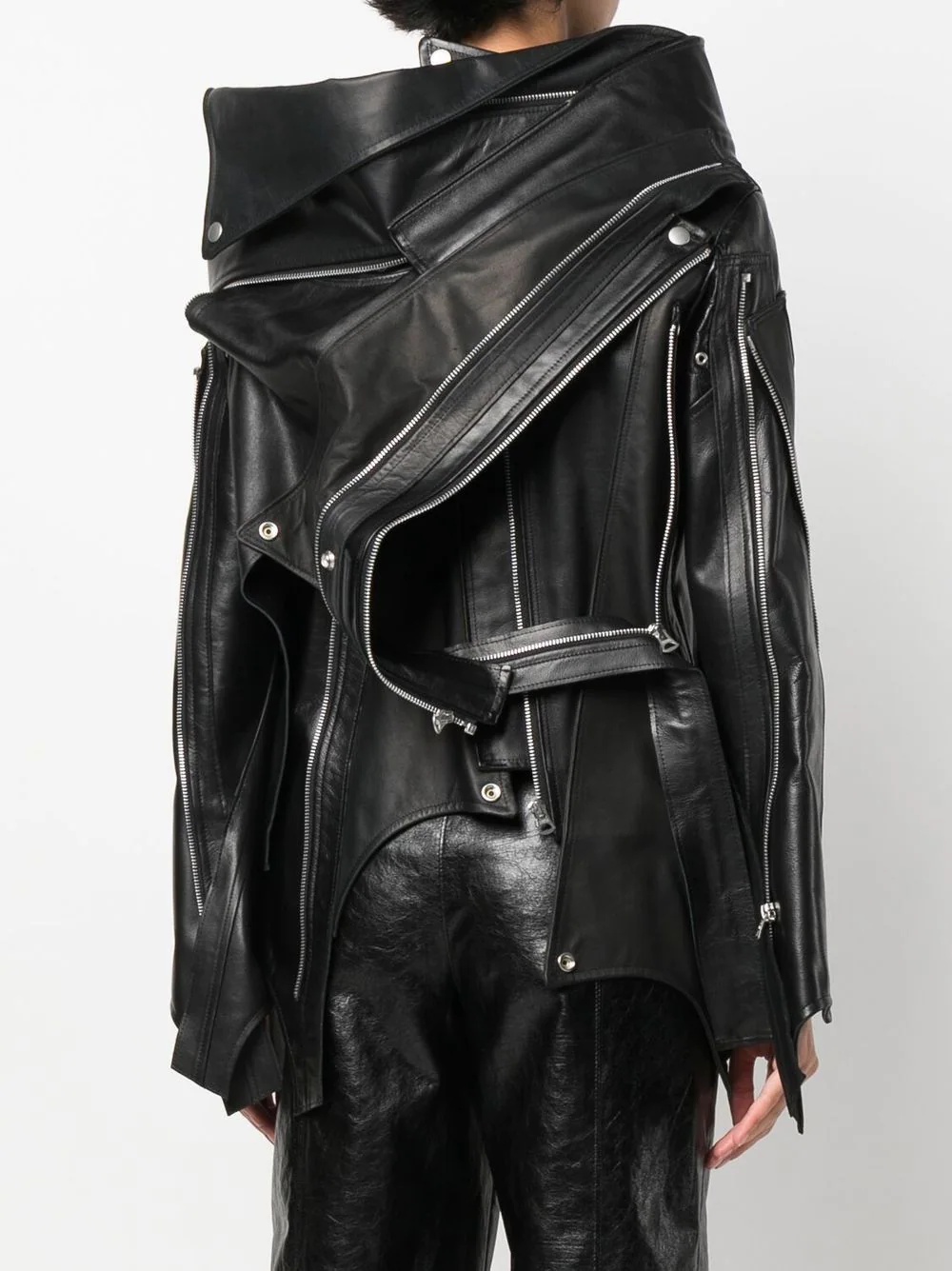 belted leather jacket - 4