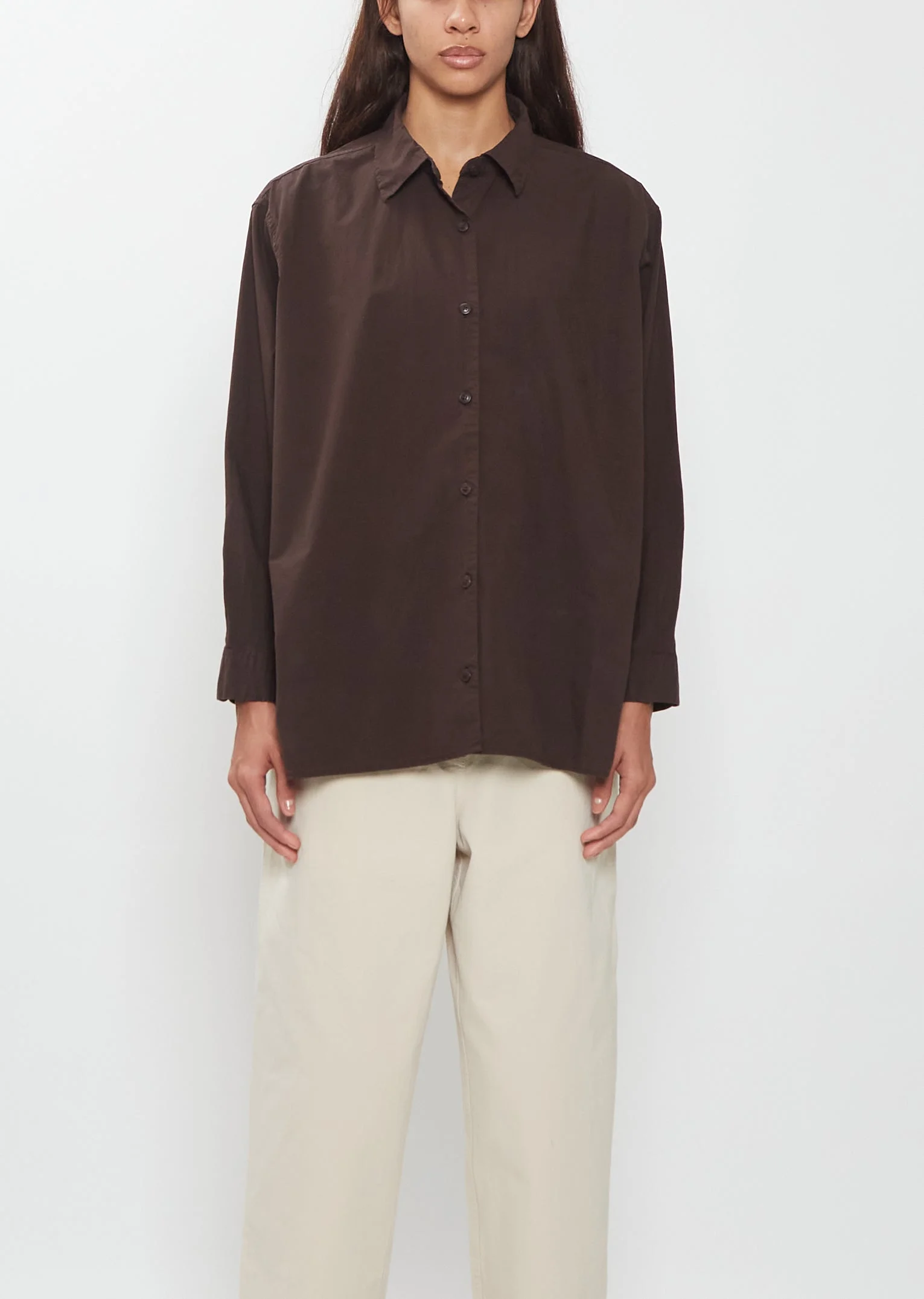 Naomi Light Cotton Shirt — Dark Brown - 1