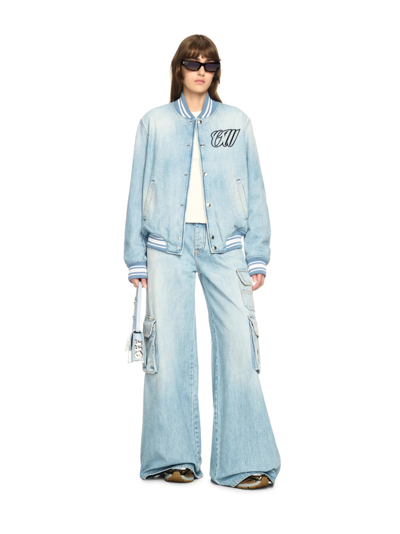 Off-White Light Blue Denim Varsity Jacket outlook