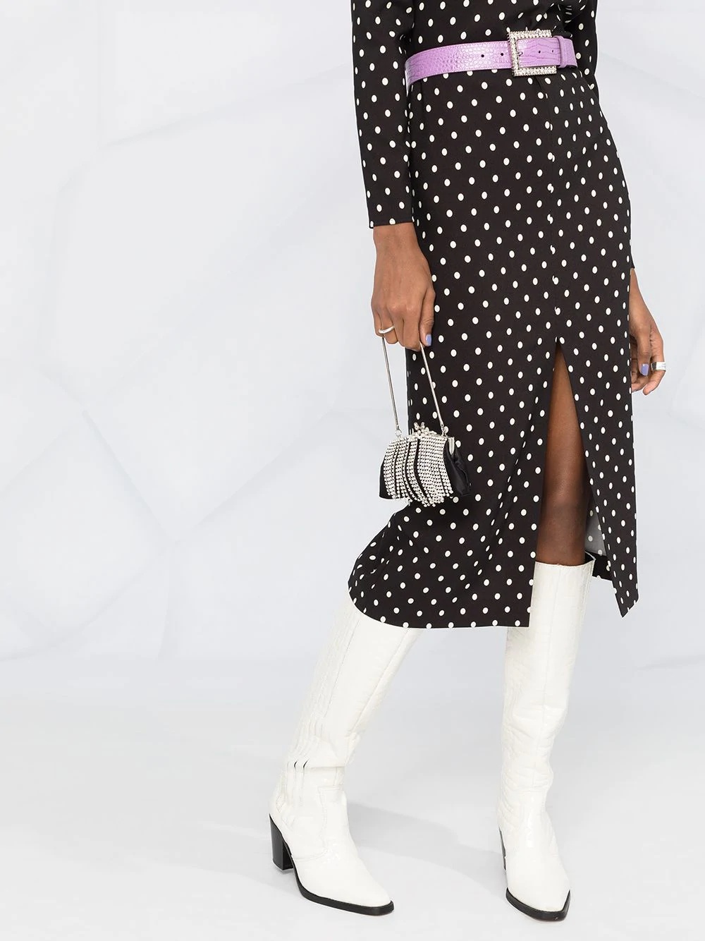 polka dotted long-sleeved dress - 5