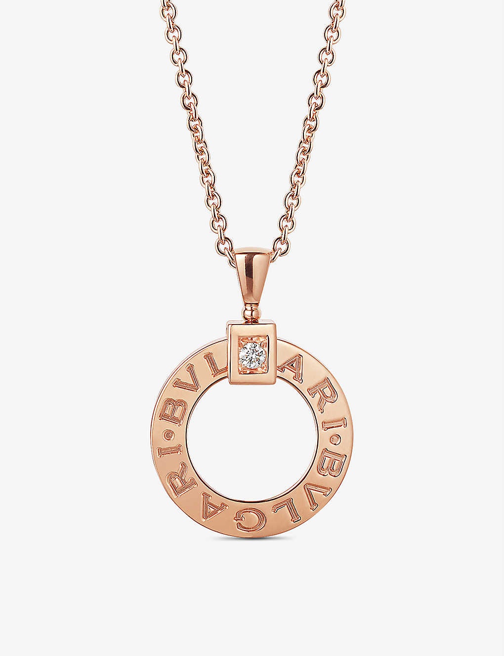 BVLGARI BVLGARI 18ct rose-gold and 0.07ct round-cut diamond pendant necklace - 1