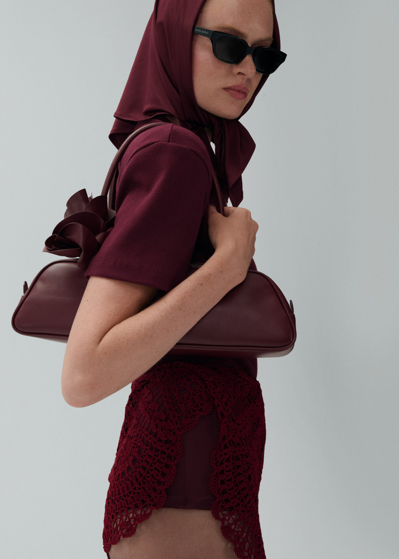 MAGDA BUTRYM Padded hip crochet skirt in bordeaux outlook