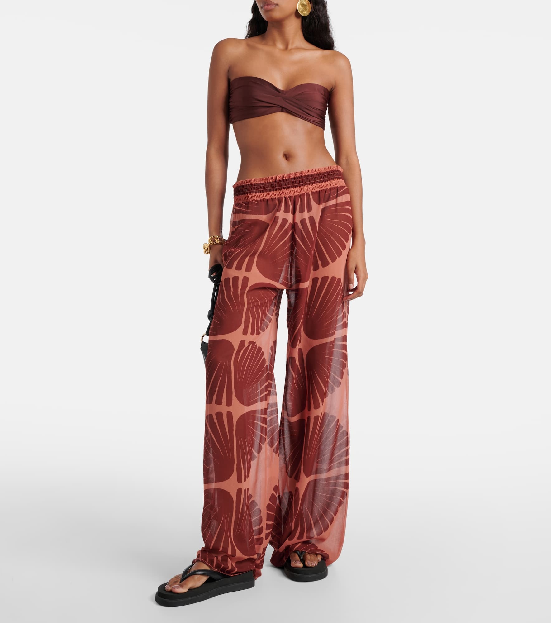 Printed georgette wide-leg pants - 2