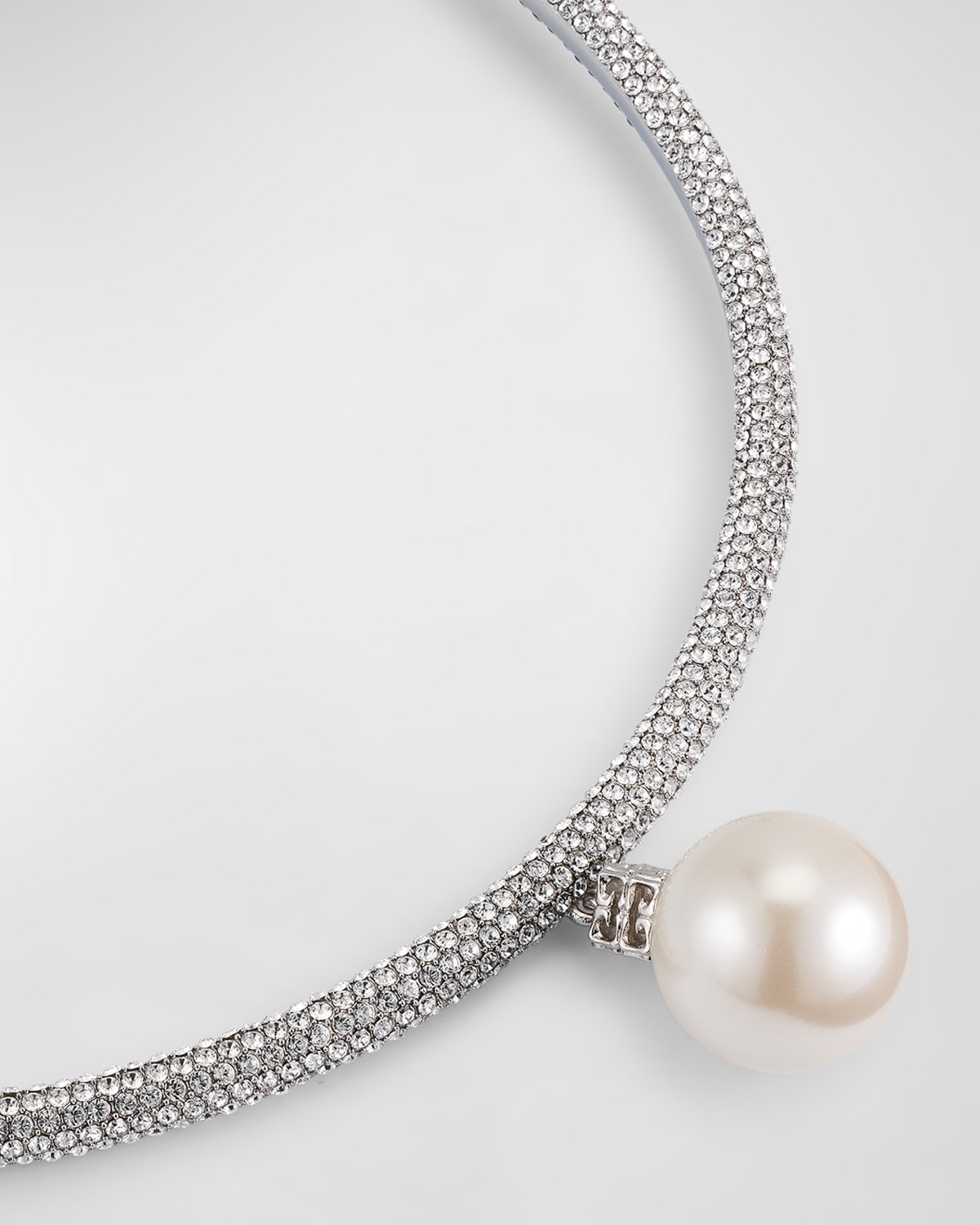 Faux Pearl Crystal Torque Necklace - 3