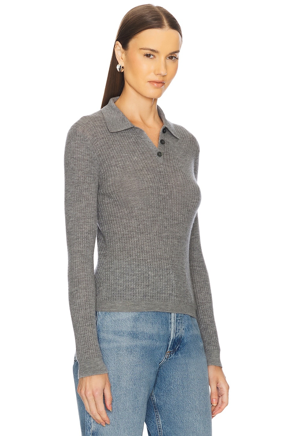 Long Sleeve Shrunken Cashmere Polo - 2