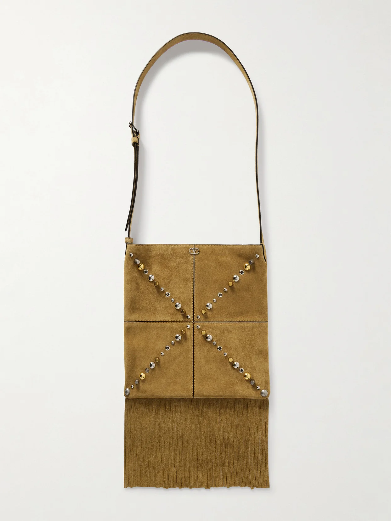 Nellcote Fringed Studded Suede Shoulder Bag - 1