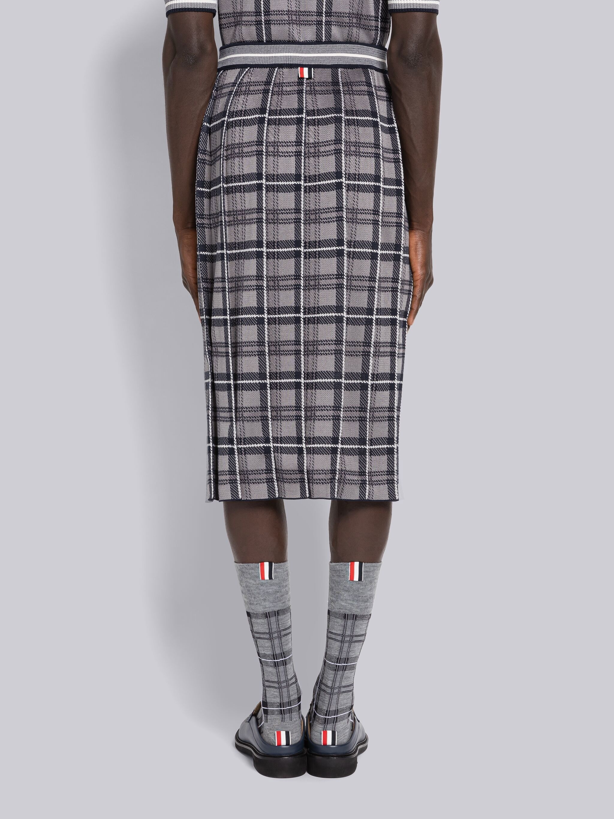 Tartan Cotton Silk Jacquard Pleated Skirt - 3