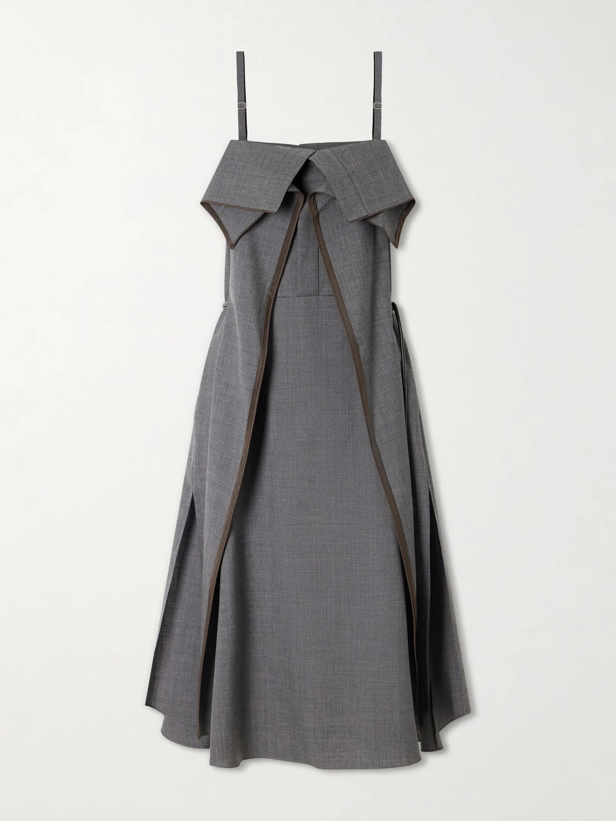 Pleated Ruffled Wool Midi Dress - 1
