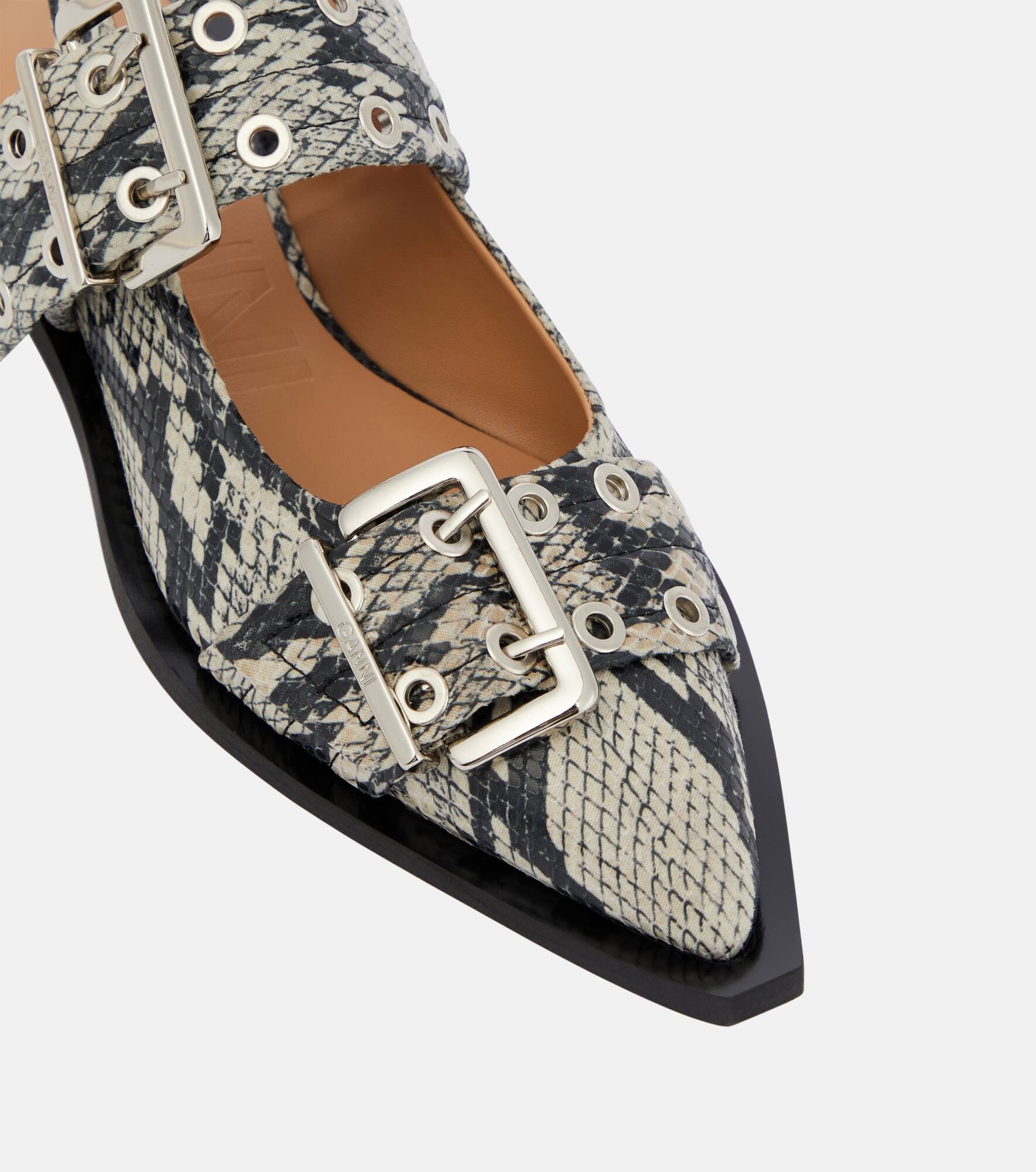 Printed faux-leather ballet flats - 6