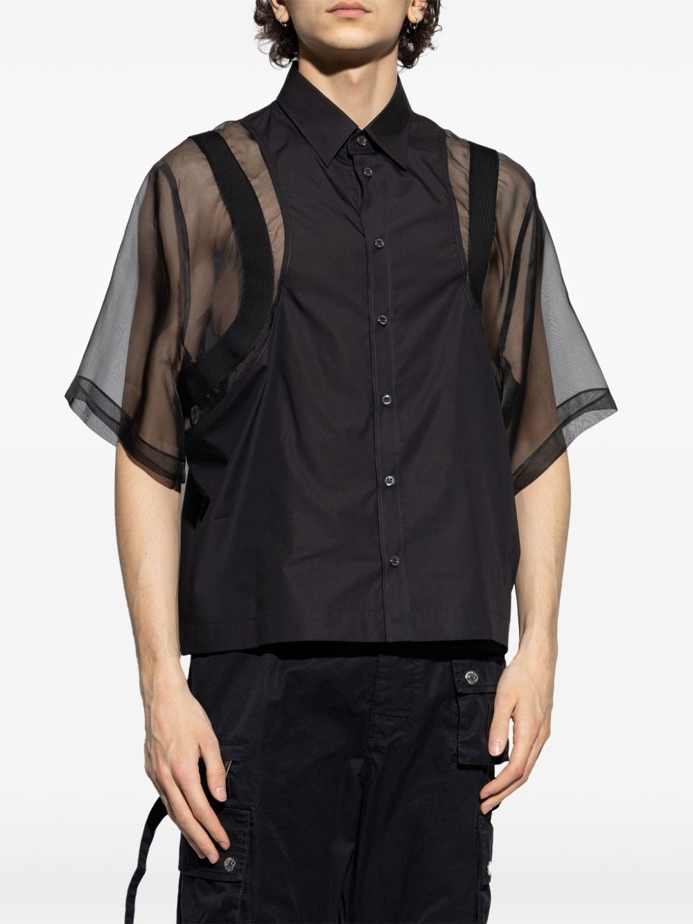 sheer-sleeve shirt - 3