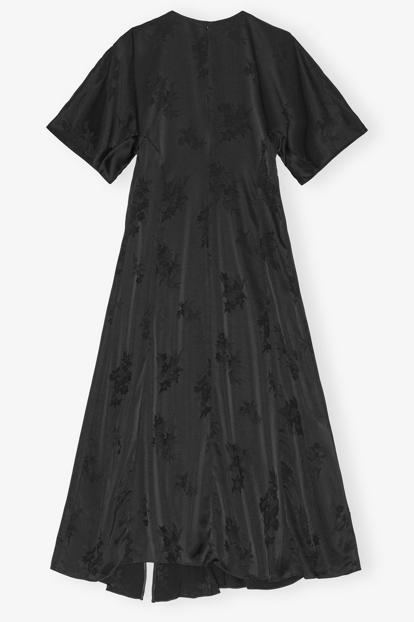 BLACK FLUID SATIN JACQUARD SLIT DRESS - 5